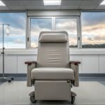Therapieliegen und medizinische Praxiseinrichtung mit modernem Behandlungsstuhl in heller Praxisumgebung